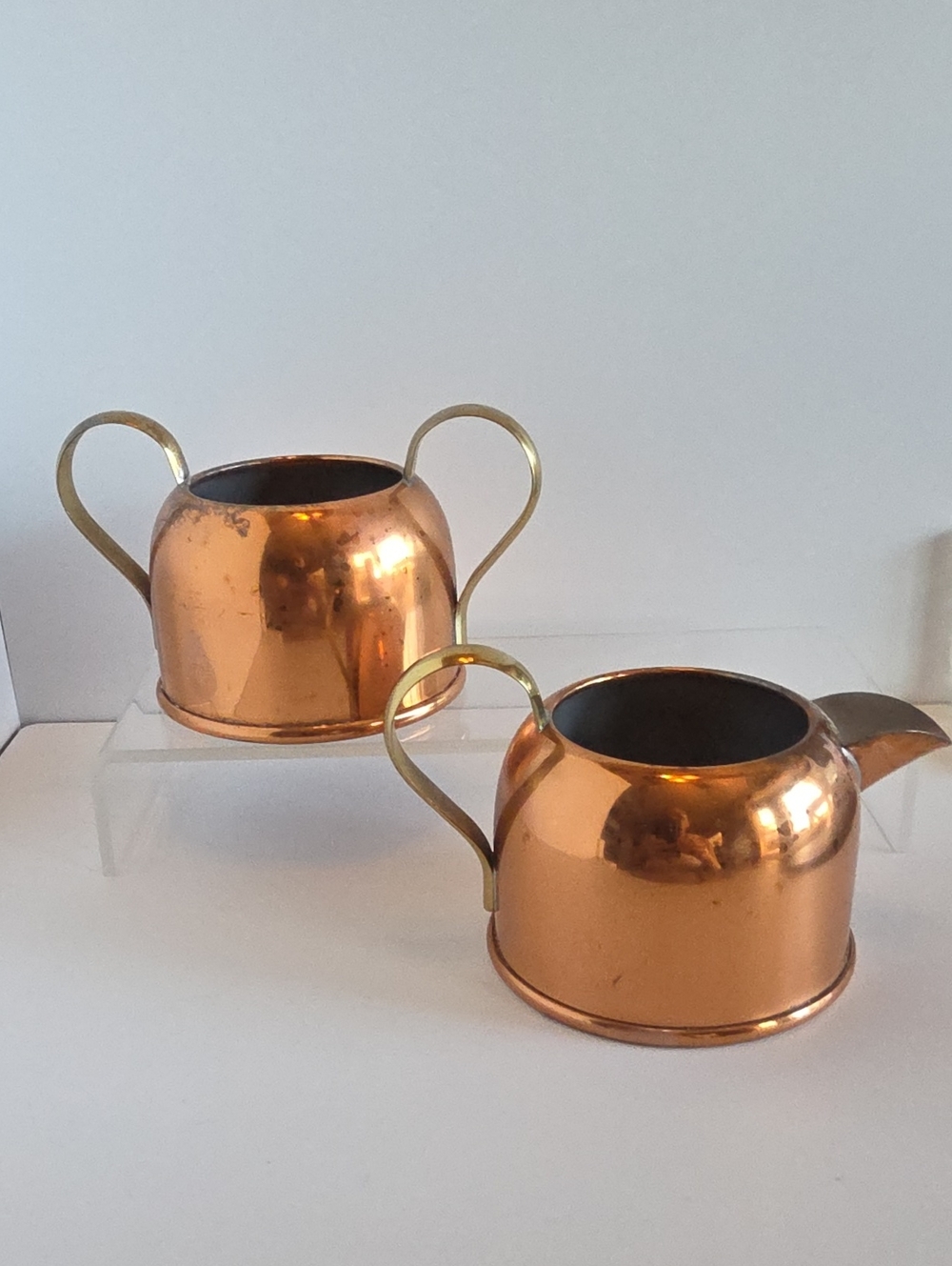 Vintage 1970's Coppercraft Guild Copper And Brass Cream and Sugar Set
